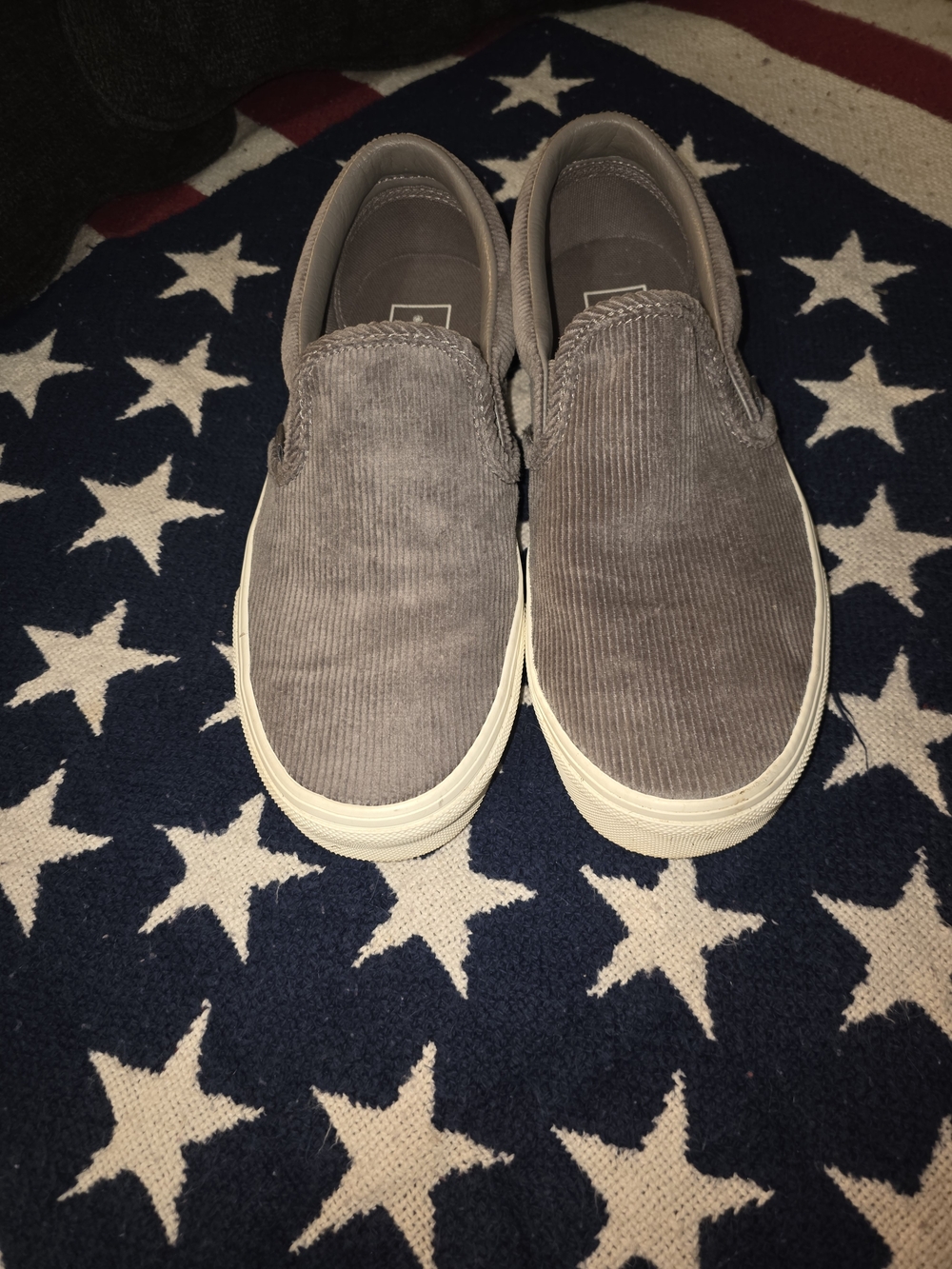 Vans Corduroy Slip-On Sneakers in Gray with White Sole